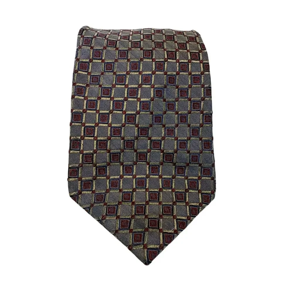 Kenneth Cole Men's Necktie Geometric Pattern Gray Red
